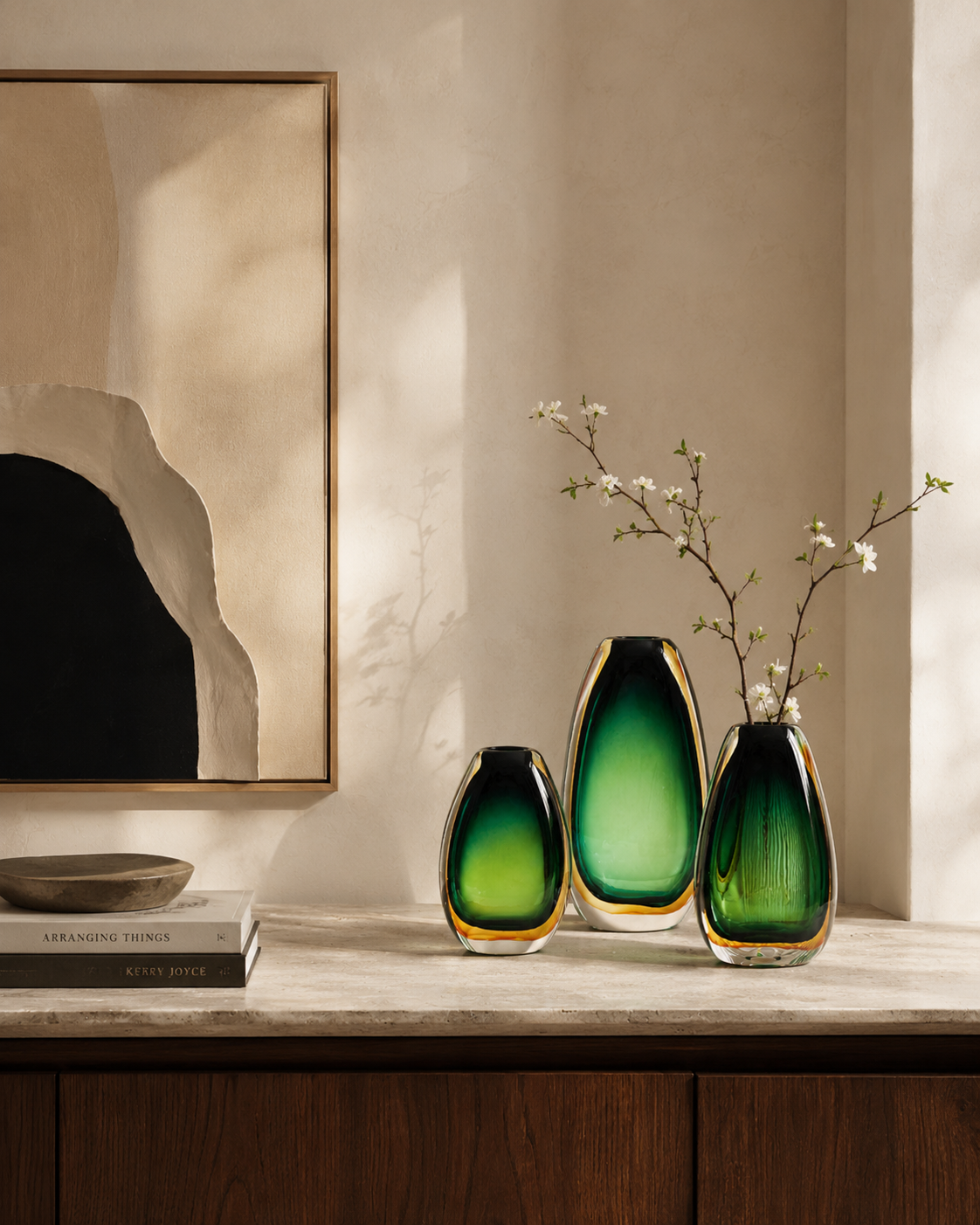 Luna Forest Vase on a console