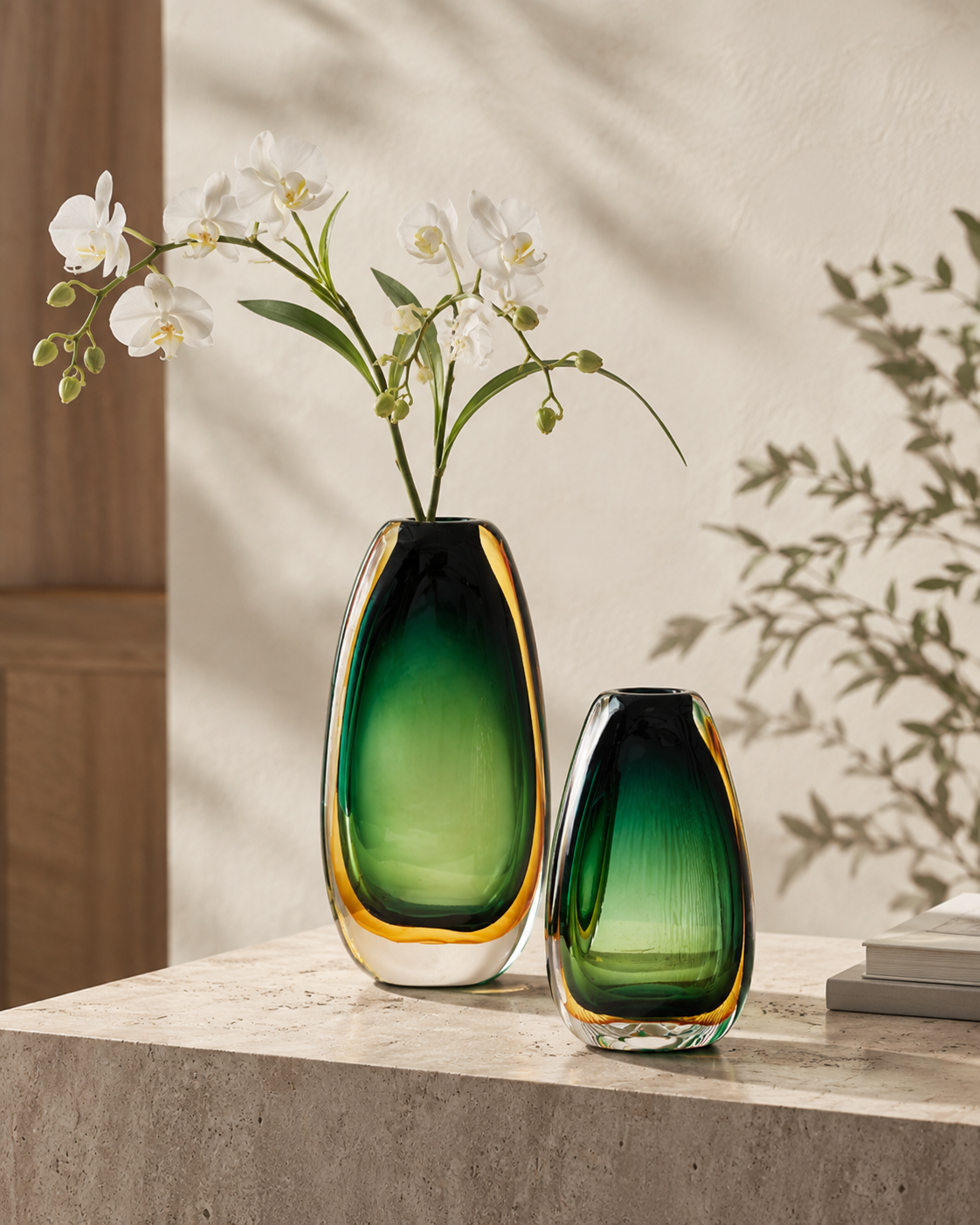Luna Forest Vase with stems on a tabletop