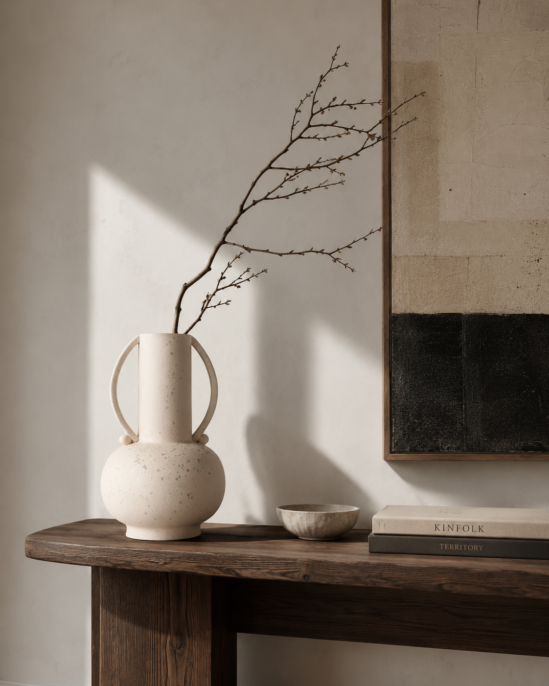 Sora Arch Vase on a console
