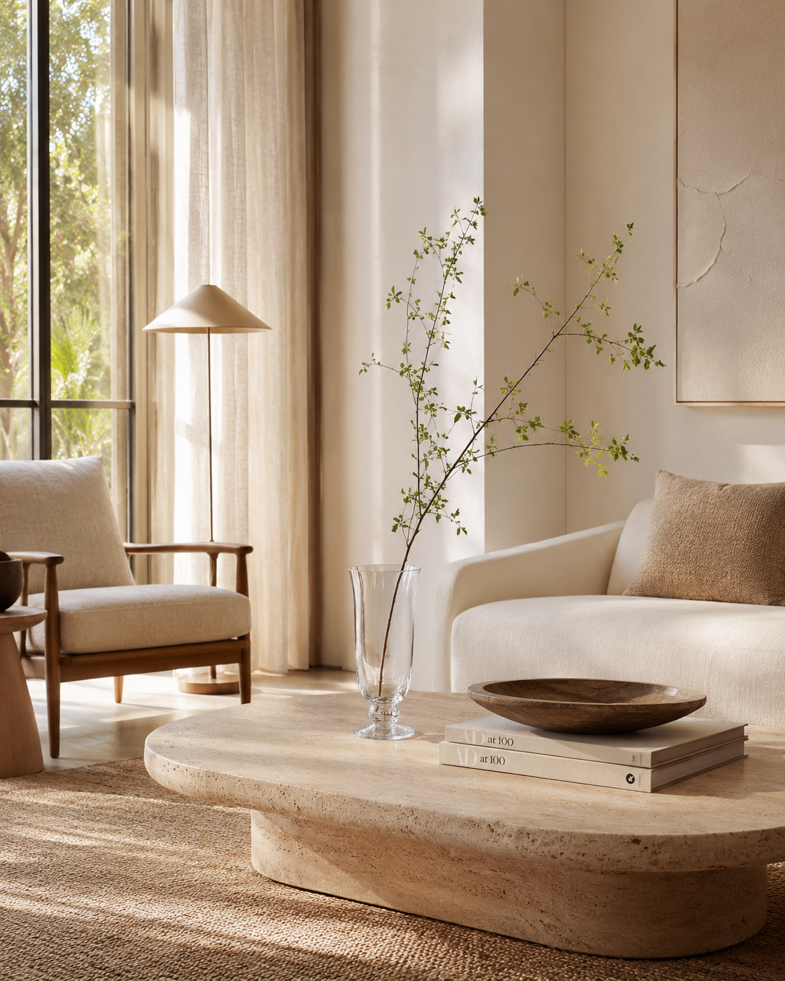 Rina Goblet Vase on a coffee table in a living room