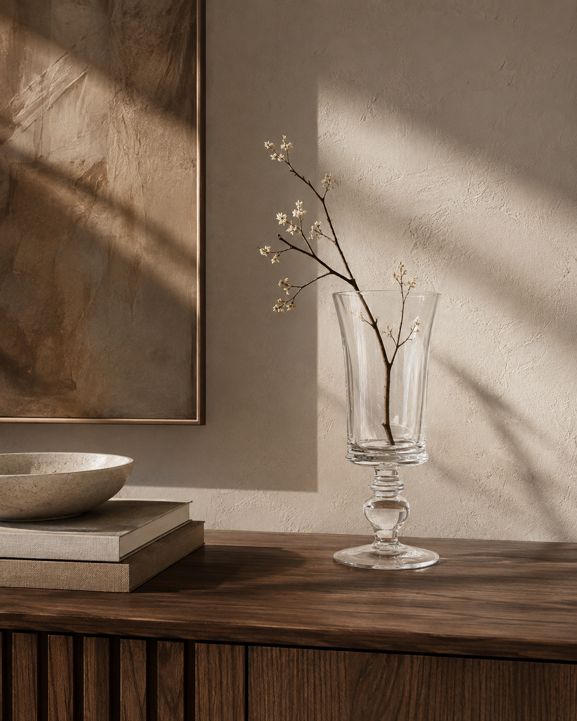 Yara Stem Vase on a console