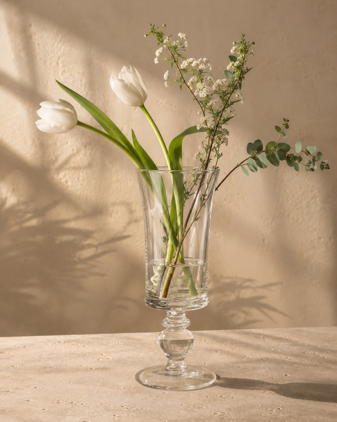 Yara Stem Vase with stems on a tabletop
