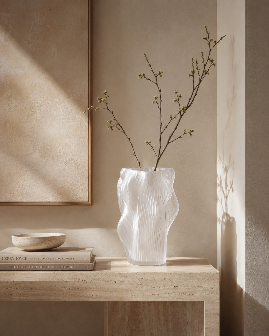 Olia Wave Vase on a console