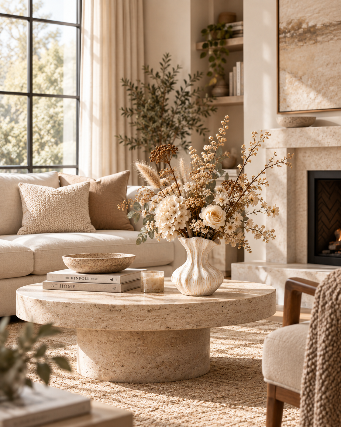 Odea Flare Vase on a coffee table in a living room