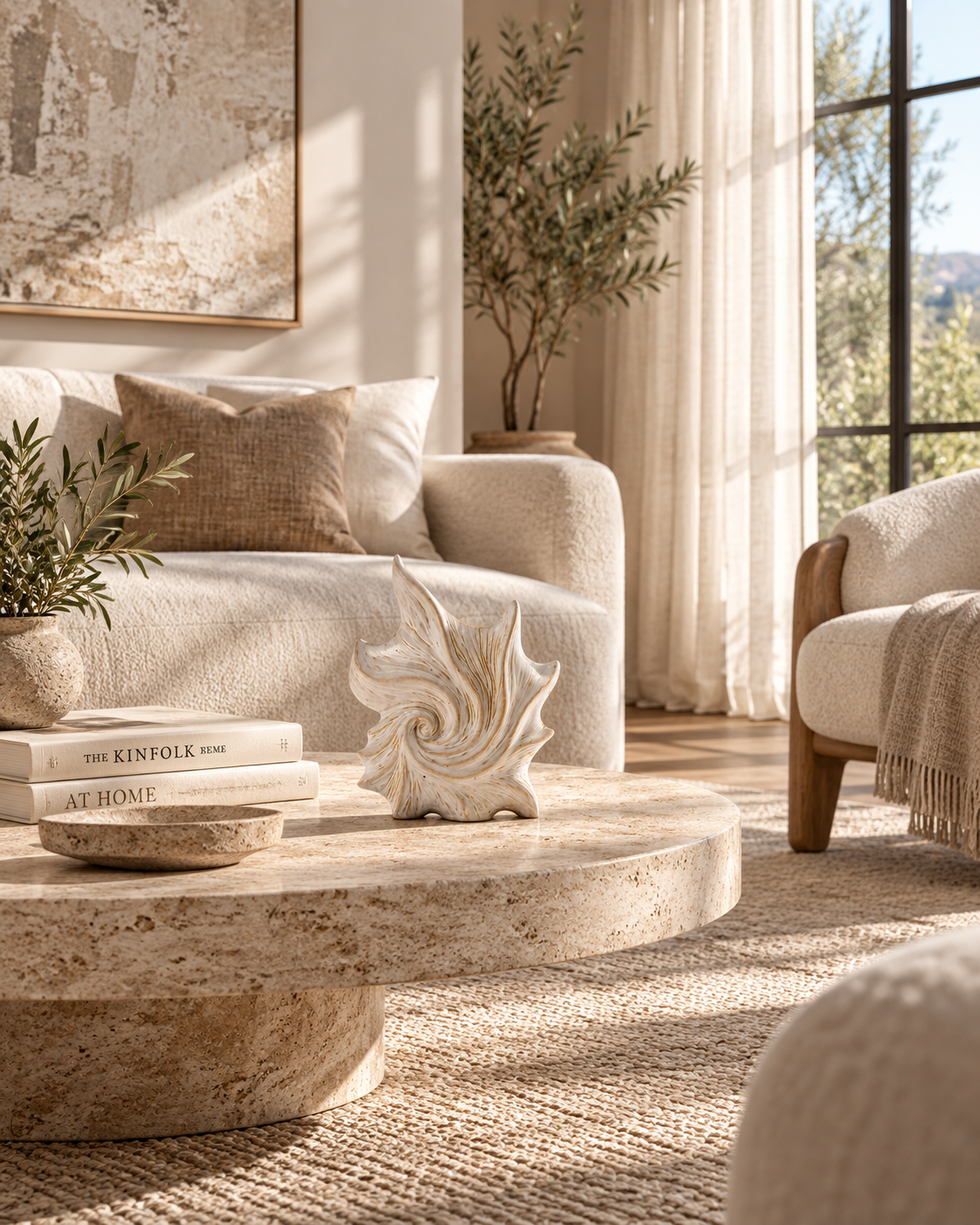 Yara Spiral Vase on a coffee table in a living room