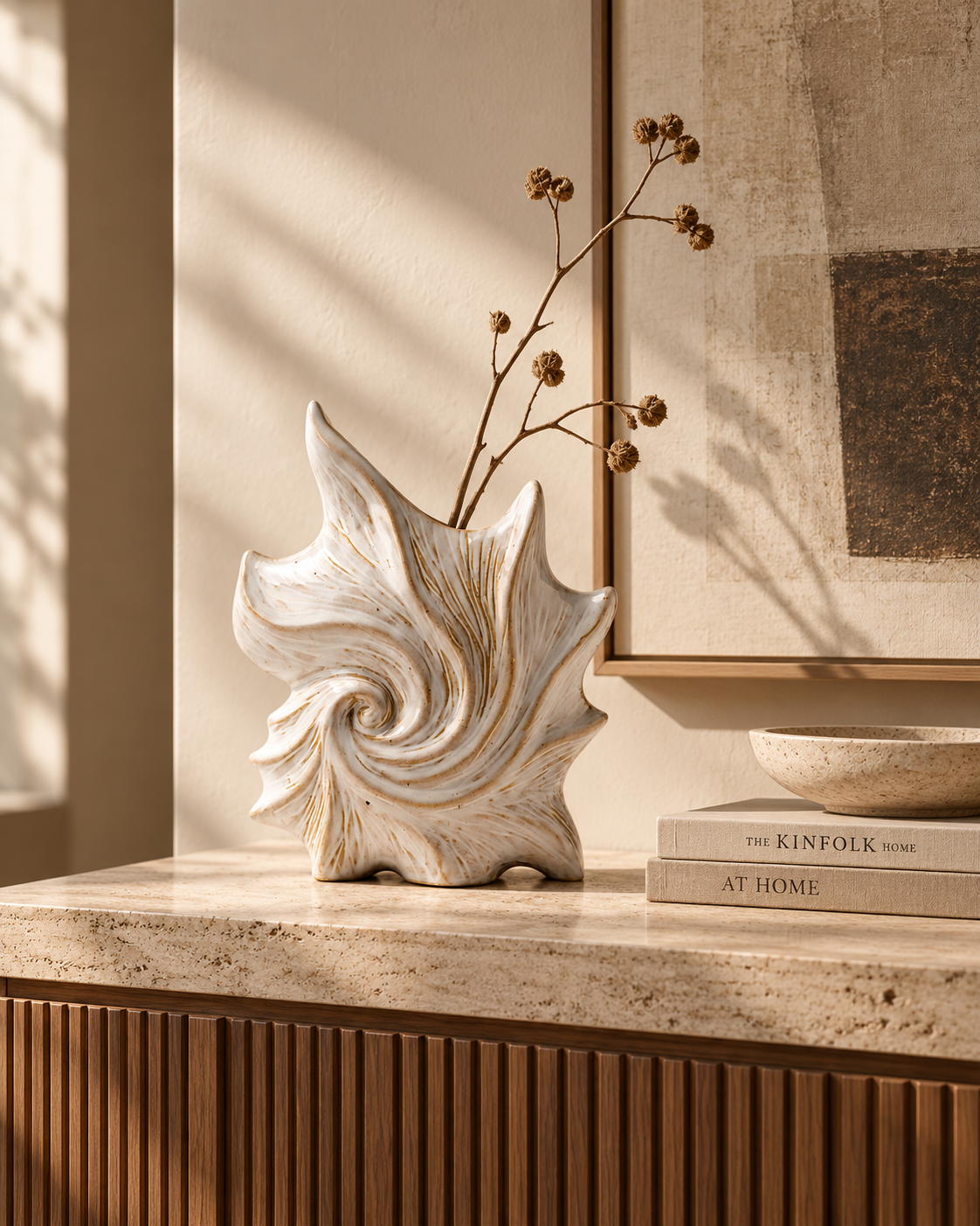 Yara Spiral Vase on a console