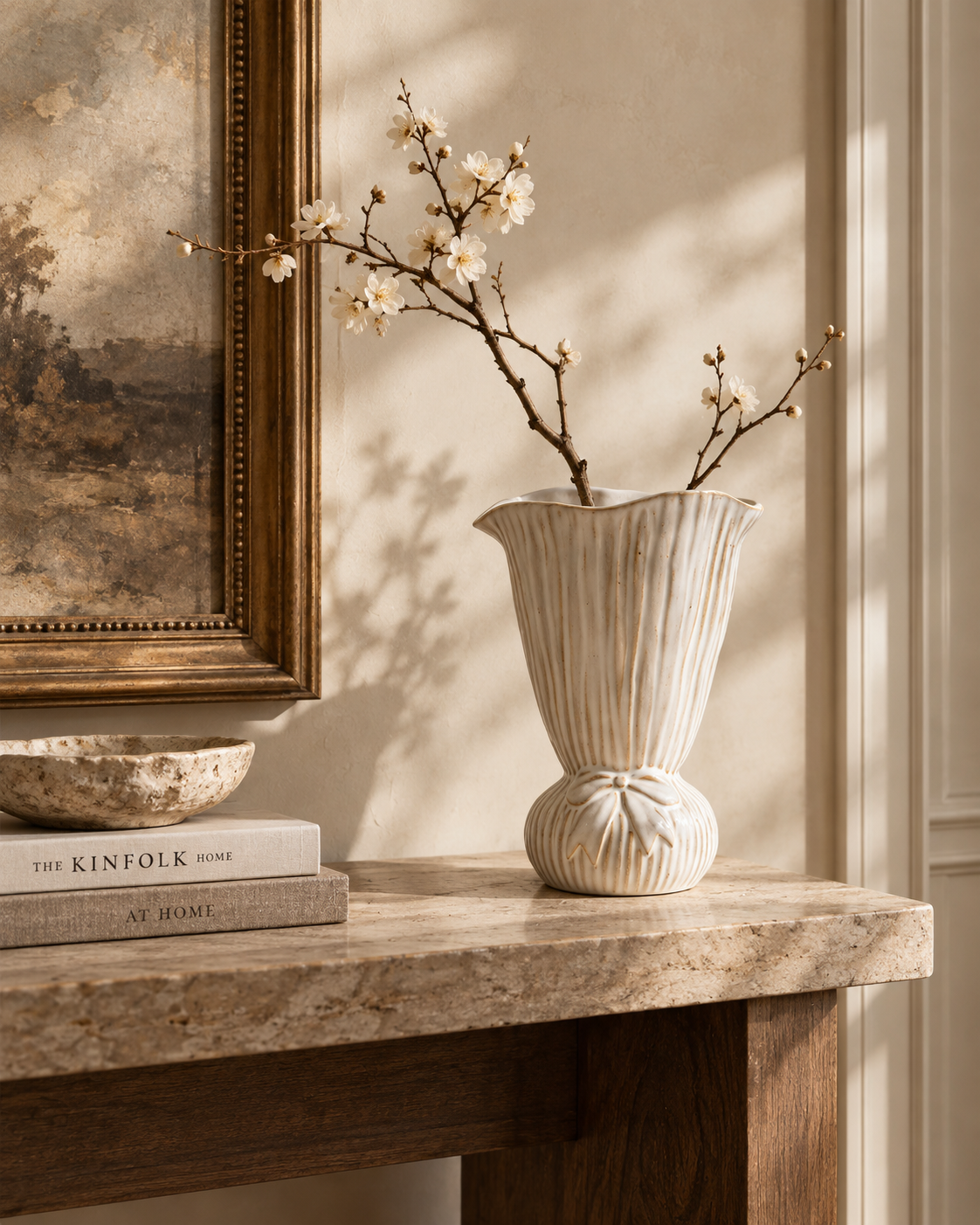 Eden Bow Vase on a console