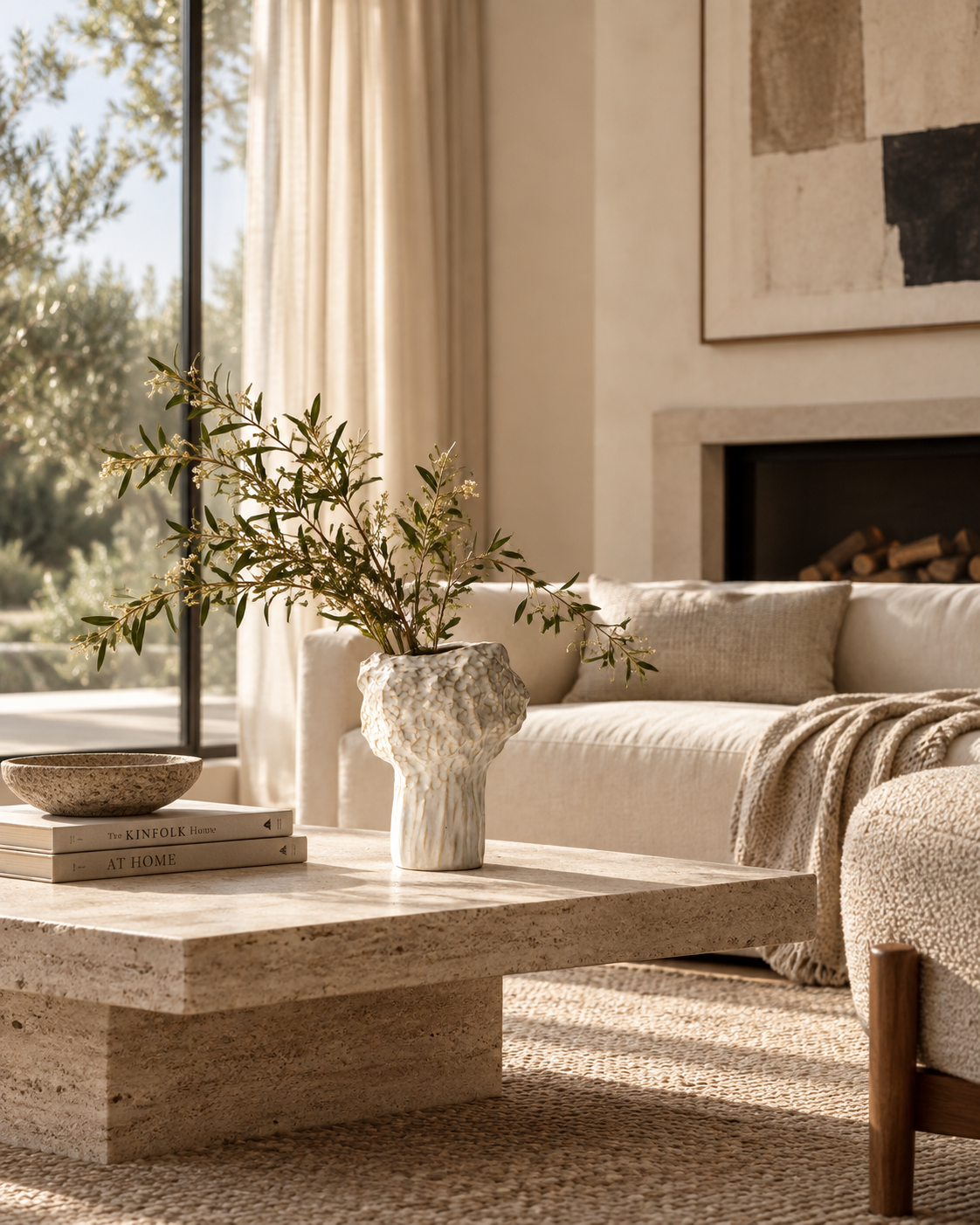 Alea Cluster Vase on a coffee table in a living room