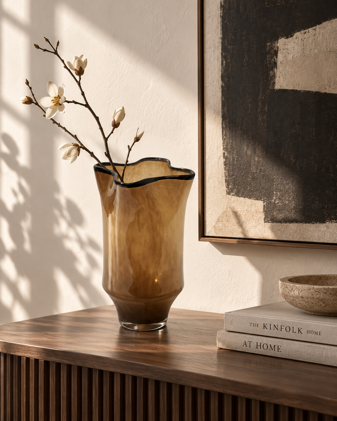 Luna Wave Vase on a console